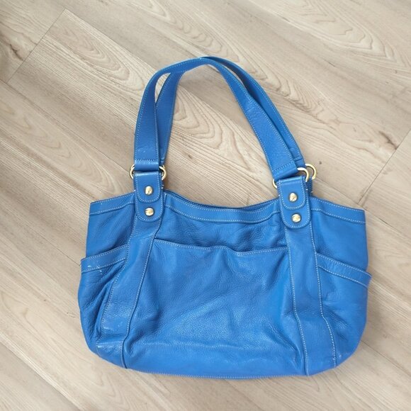 Nice Barr+Barr Women's Bag Blue Leather Purse Inside Card Pocket Hobo-lp - Picture 2 of 16